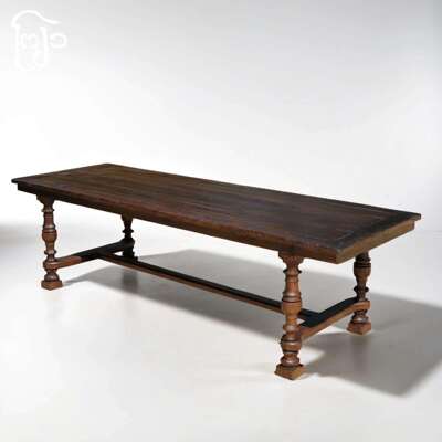 古木H型复古长桌老楼板风化面实木餐桌