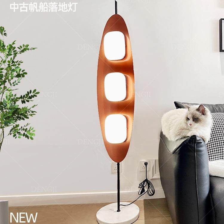 新款中古客厅沙发落地灯卧室创意帆船设计美式立式复古餐厅装饰落