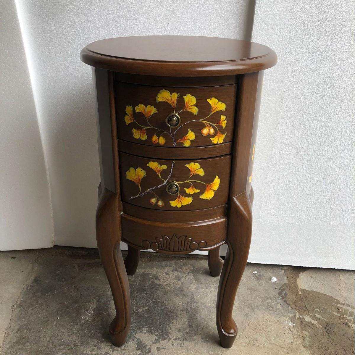 至高欧美式边角几实木圆形沙发边桌床头柜柜彩绘银杏叶哈萨克斯坦,3C数码配件,USB灯,淘宝优惠券,粉丝福利购,淘宝优惠卷