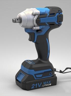 跨境21v蓝色电动扳手家用300NM无刷冲击扳手套装汽车风炮厂家直供