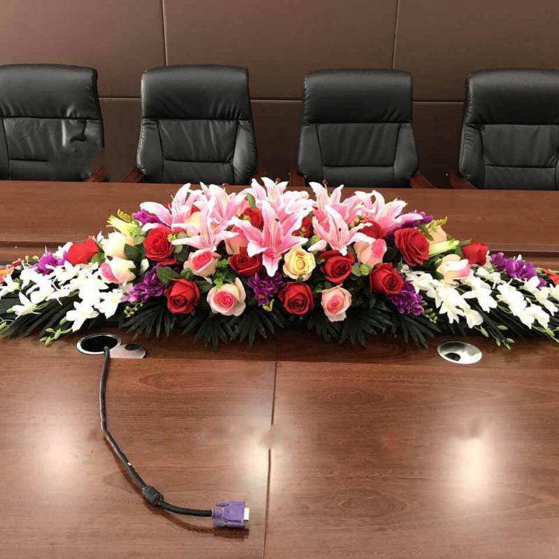 仿真花会议桌花酒店商务办公室摆设装饰花摆花塑料假花演讲前台花