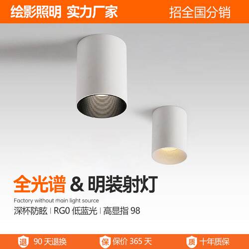 全光谱98显低蓝光led防眩智能射灯无主灯家用明装cob射灯厂家
