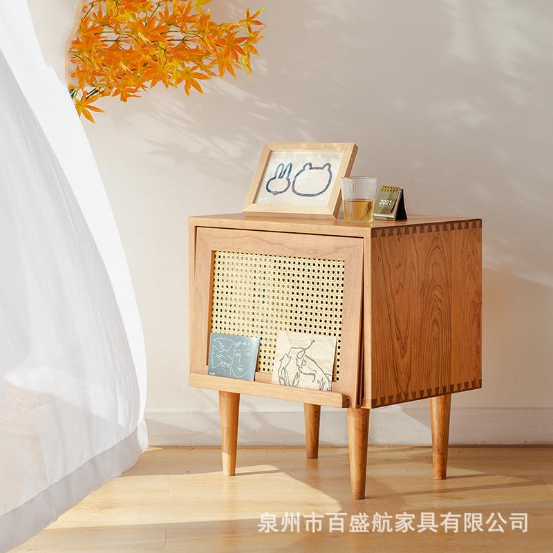北欧藤编床头柜家用卧室床边小型收纳床边柜民宿客栈简约小柜子