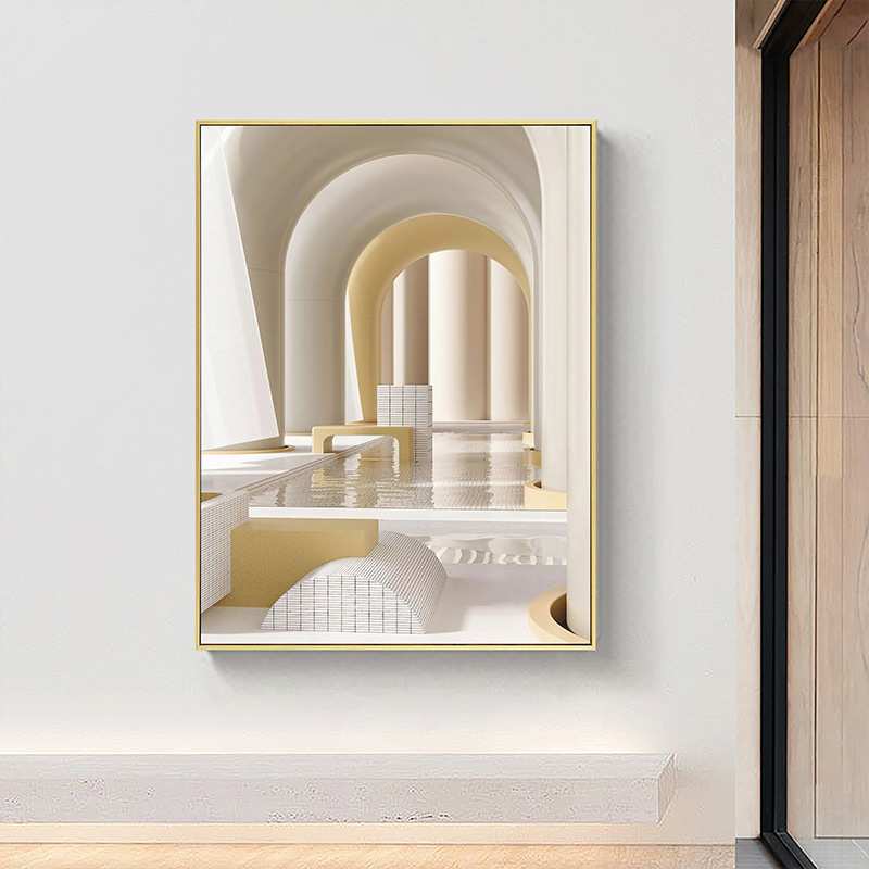 建筑趣意 现代简约玄关装饰画3D立体空间抽象建筑挂画北欧走廊画