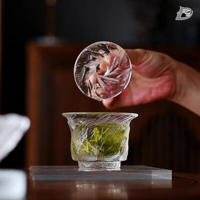 多艺水晶盖碗茶杯单个日式手工冰冻烧古法琉璃高端送礼茶具