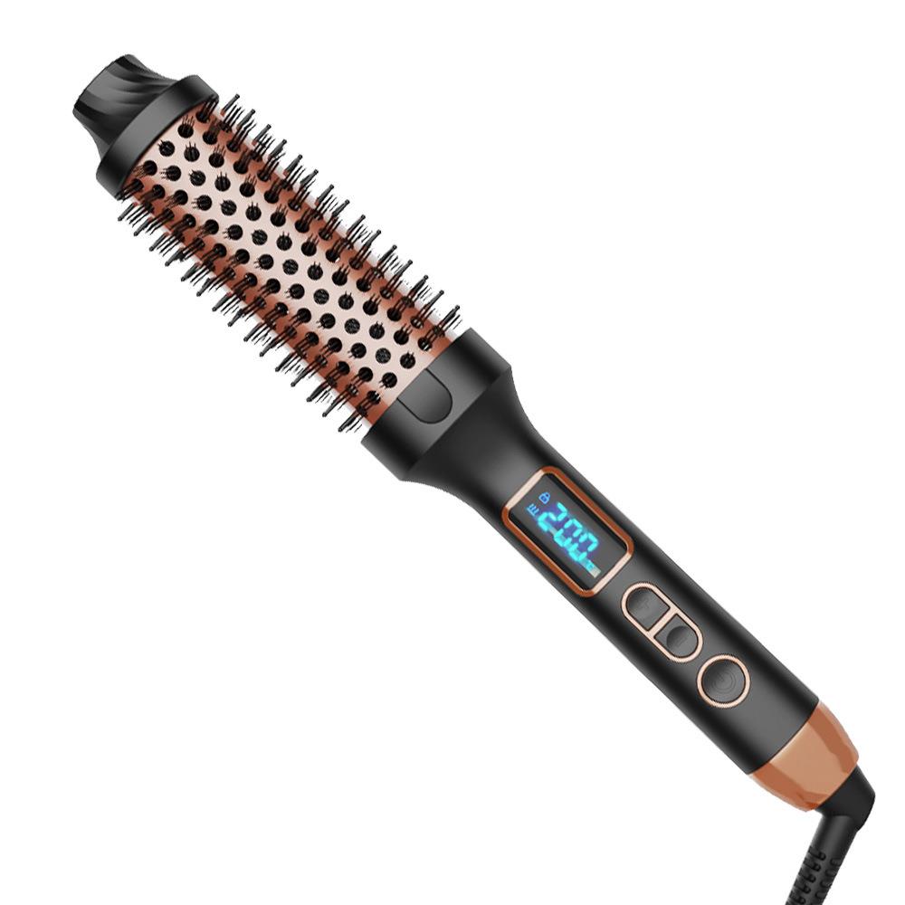 电热卷发梳液晶数显负离子功能温控卷发器38mm直径美发造型梳