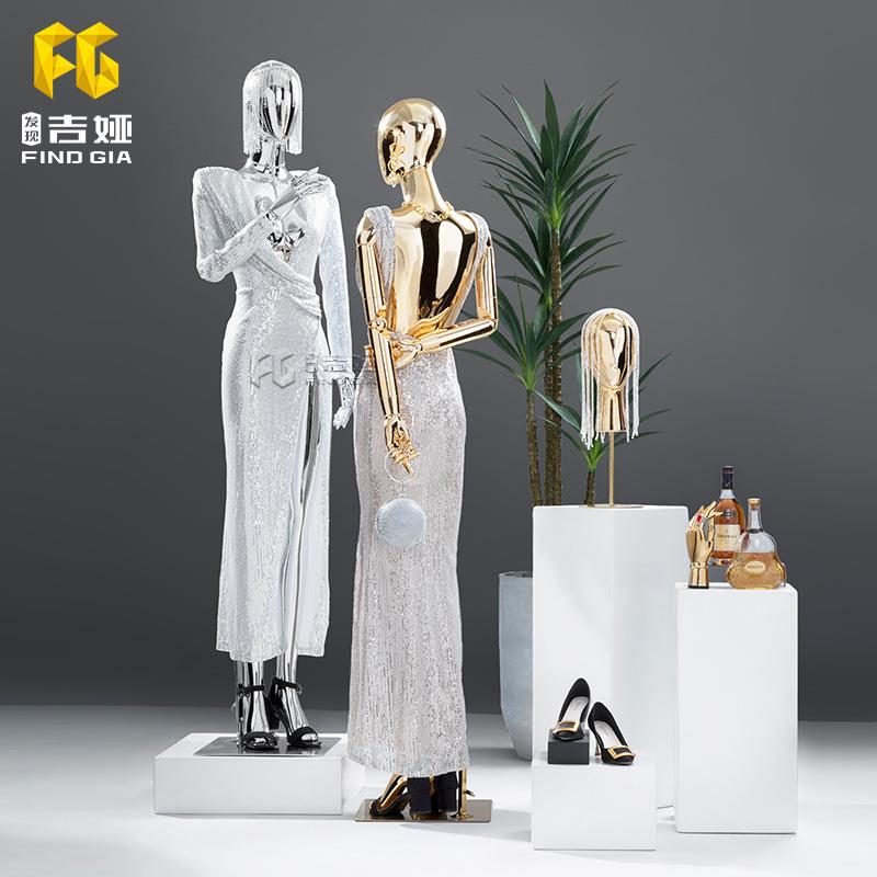 吉娅模特道具女服装店橱窗展示架电镀全身半身人台平肩高档人偶