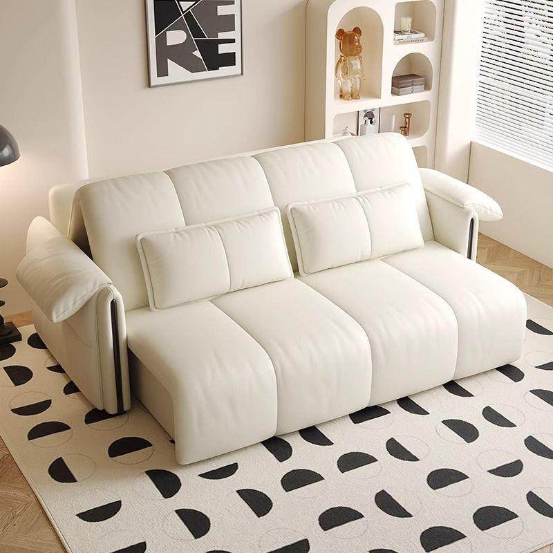 智能真皮电动沙发床一体两用多功能可折叠坐卧奶油风小户型