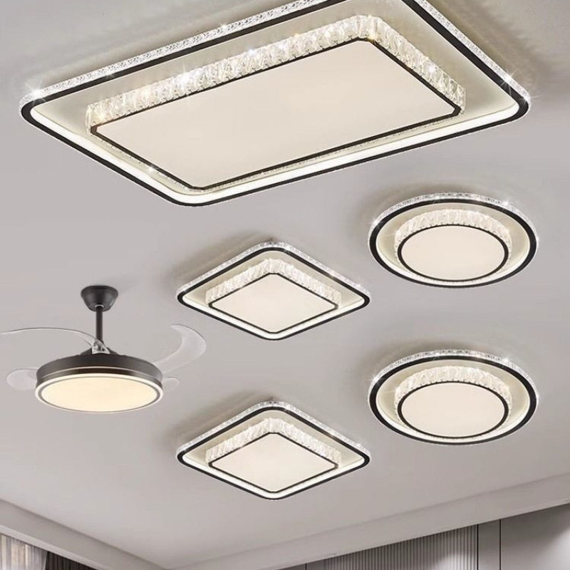 led水晶吸顶灯轻奢大气客厅灯简约现代长方形卧室灯餐厅灯具套装
