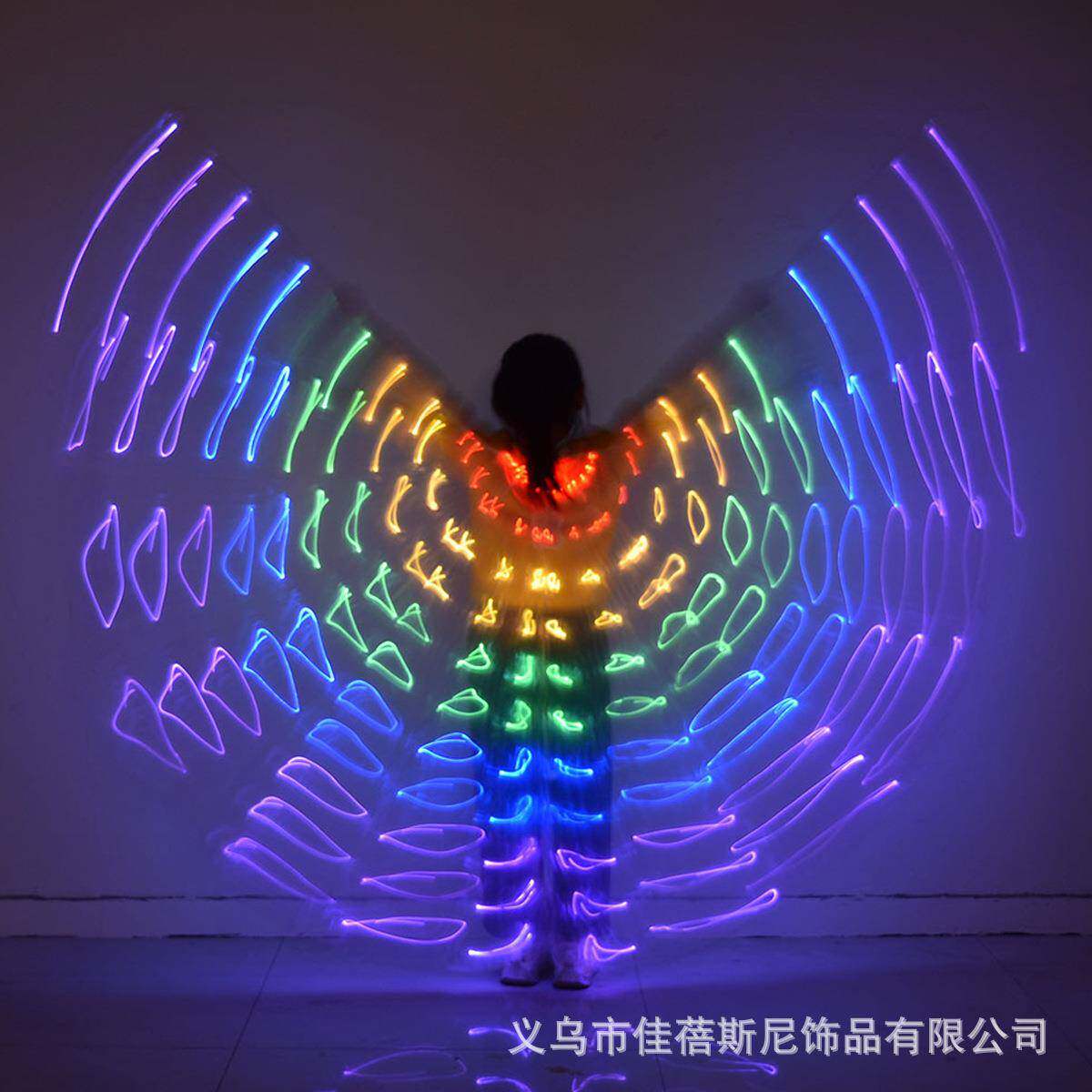 儿童肚皮舞五彩荧光舞蹈表演出服装披风led灯发光翅膀舞服LED欧美