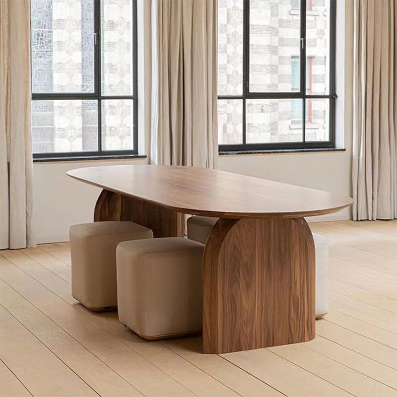 北欧实木餐桌简约家用创意椭圆饭桌办公桌会议桌简约现代洽谈长桌