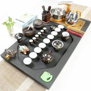 办公家用客厅全自动电器电器上水套装 商务套装 乌金石茶盘茶具套装