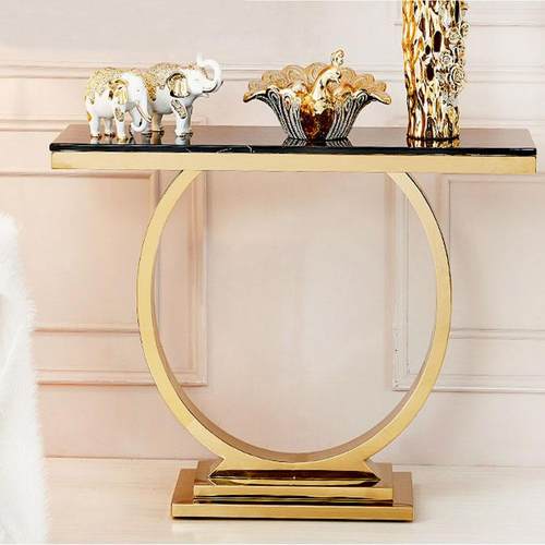 现代简约轻奢不锈钢大理石面入户走廊过道玄关置物架端景台条案