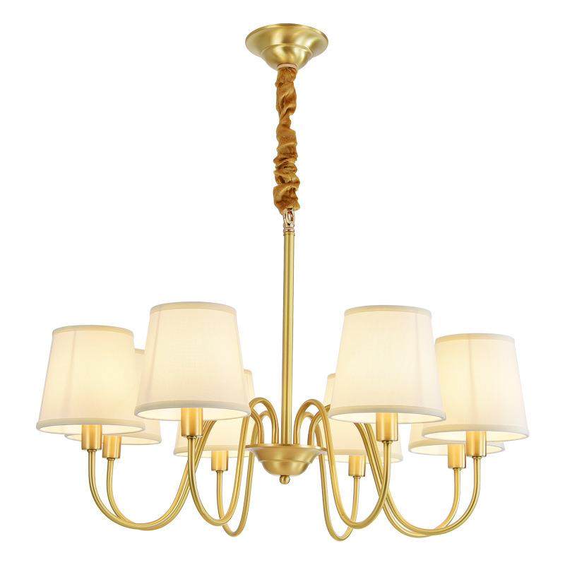 全铜美式吊灯田园乡村创意客厅餐厅灯简约现代卧室灯大气轻奢灯具