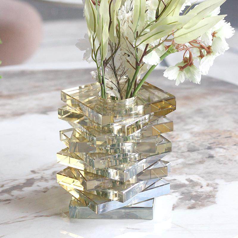 创意轻奢风几何花瓶透明水晶插花艺术层叠花器展厅民宿摆件装饰品,节庆用品/礼品,新娘配件,淘宝优惠券,粉丝福利购,淘宝优惠卷