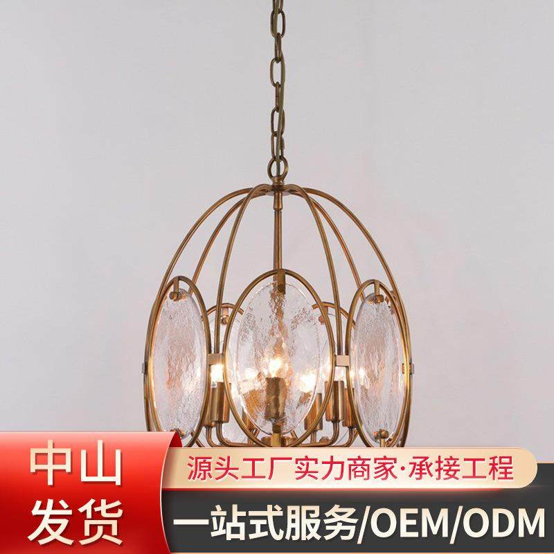 美式全铜客厅灯别衣帽间灯水晶灯卧室吊灯复古简欧式灯具餐厅