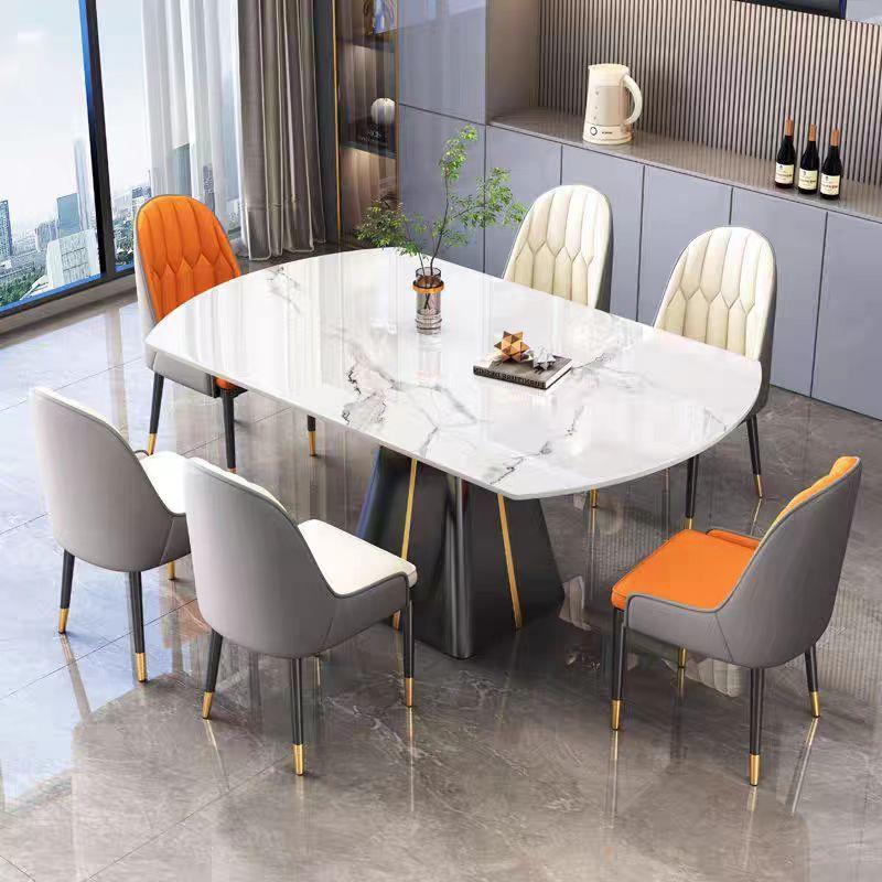 意式极简岩板餐桌椅组合小户型伸缩方圆两用现代简约轻奢家用饭桌