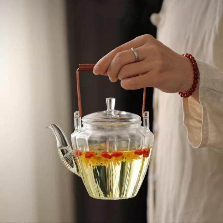 透明钻石壶高硼硅玻璃煮茶壶提梁壶茶水壶家用煮茶泡茶壶茶具
