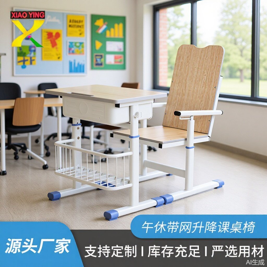 午休带网升降课桌椅  阅读桌中小学生课桌椅学习桌培训学习桌批发