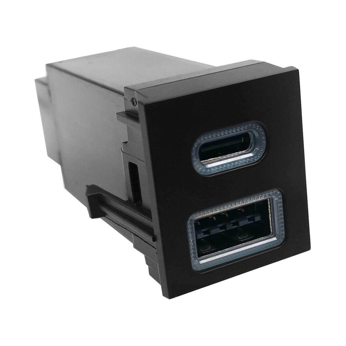 汽车USB+typeCQC3.0快充带氛围灯圈适用于丰田汉兰达卡罗拉雷凌