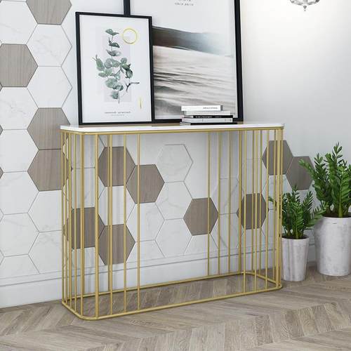 现代简约大理石高脚桌轻奢靠墙客厅走廊装饰玄关桌铁艺条案条几