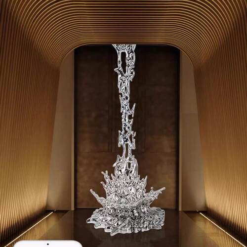 流水浪花摆件透明树脂雕塑商场奶茶饮品店水滴空中吊饰装置艺术品