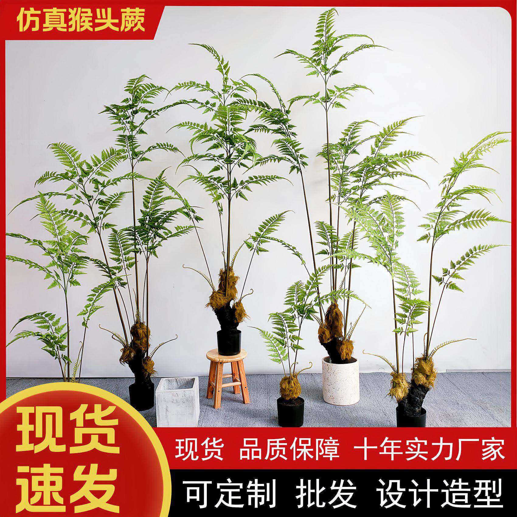 仿真猴头蕨金毛狗蕨假树室内中式园林系庭院造景装饰绿植物盆栽