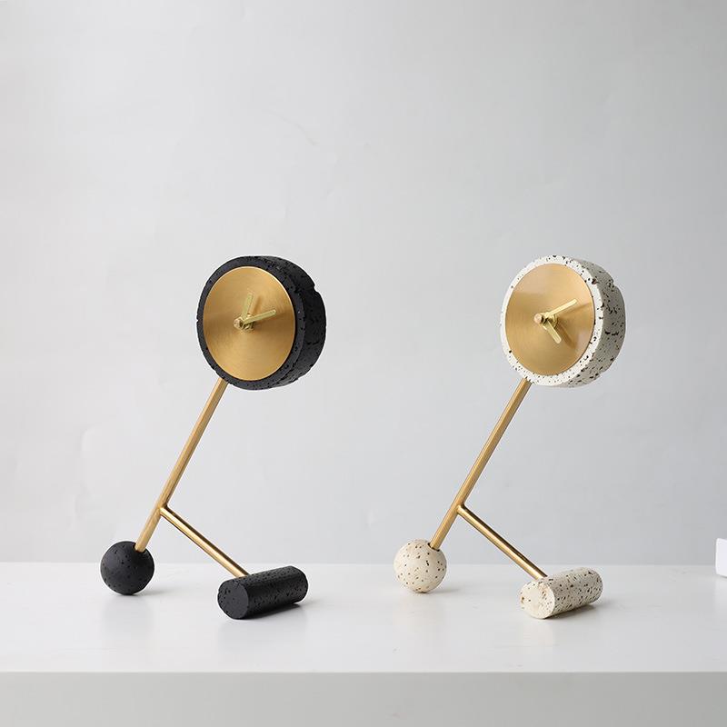 现代轻奢艺术家居软装台钟简约客厅电视柜书房房间金属装饰钟