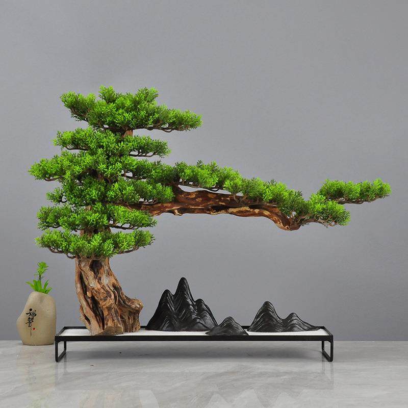 新中式家居摆件创意迎客松假山枯山水景观摆件酒店客厅玄关装饰,纺织面料/辅料/配套,纺织机械配件,淘宝优惠券,粉丝福利购,淘宝优惠卷