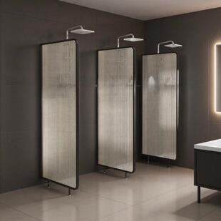 体育公共澡堂淋浴间钢化玻璃隔断遮挡板不锈钢材质酒店卫生间屏风