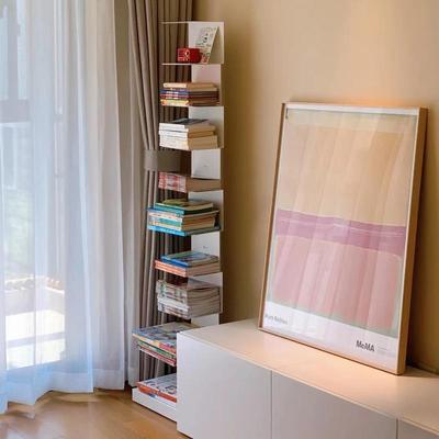 北欧隐形书架铁艺多层转角树形置物架小户型个性书柜创意悬浮收纳