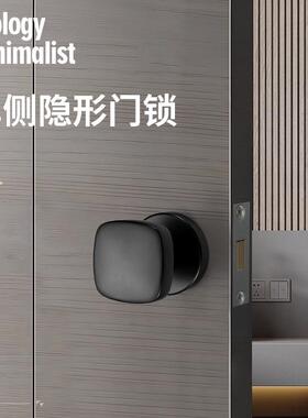 易嘉美式隐形门锁家用室内通用型锌合金黑色卧室实木门静音机械锁