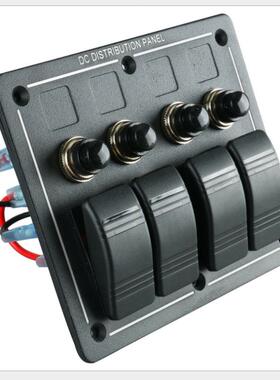 汽车船舶四位组合翘板面板开关带过载保护器3PIN