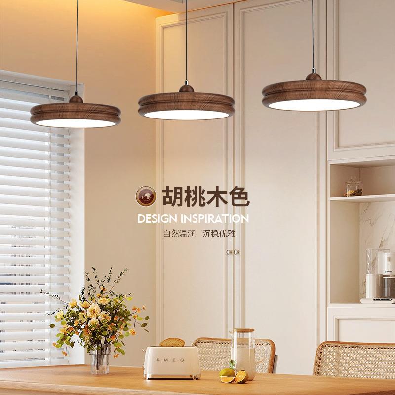 中古餐厅吊灯飞碟单头简约吧台灯原木移位灯日式卧室床头吊线灯具