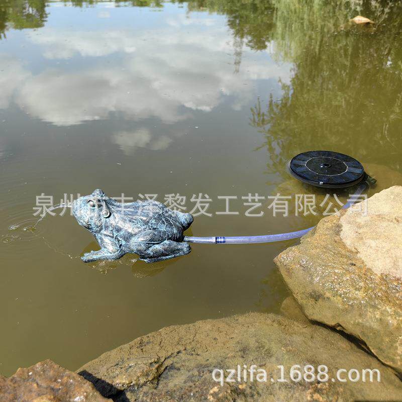 青蛙喷泉浮流水摆件公园池塘漂浮水别墅花园树脂动物模型装饰品