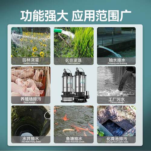 绿一潜水泵220V家用自吸高扬程抽水泵农用排污泵灌溉污水泵抽水机