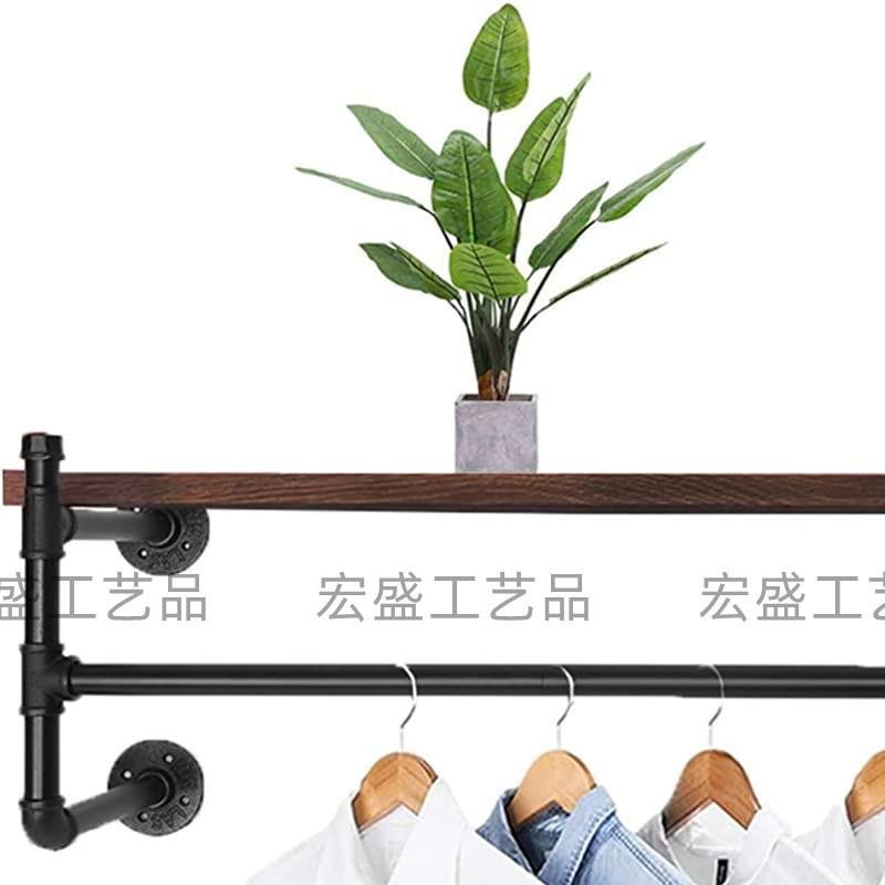 上墙工业风铁艺水管置物衣架隔板收纳壁挂一字搁板墙展示架书货架