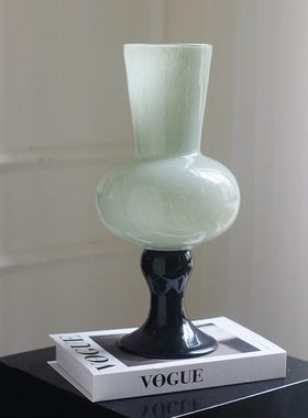 miz情绪稳定高脚玻璃花瓶轻奢高级感摆件客厅插花创意装饰品花器