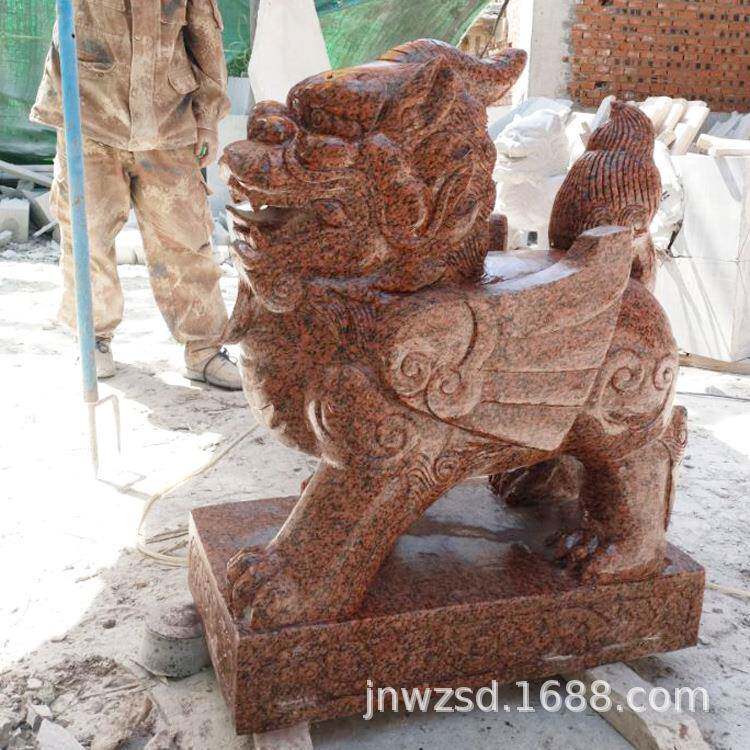 寺院大门兽雕塑制作庭院镇门石头动物图片单位石兽价格