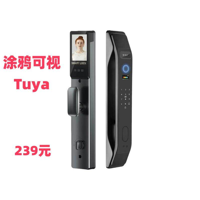 人脸识别指纹锁家用防盗门门锁密码锁入户门Tuya电子锁带钥匙锁芯