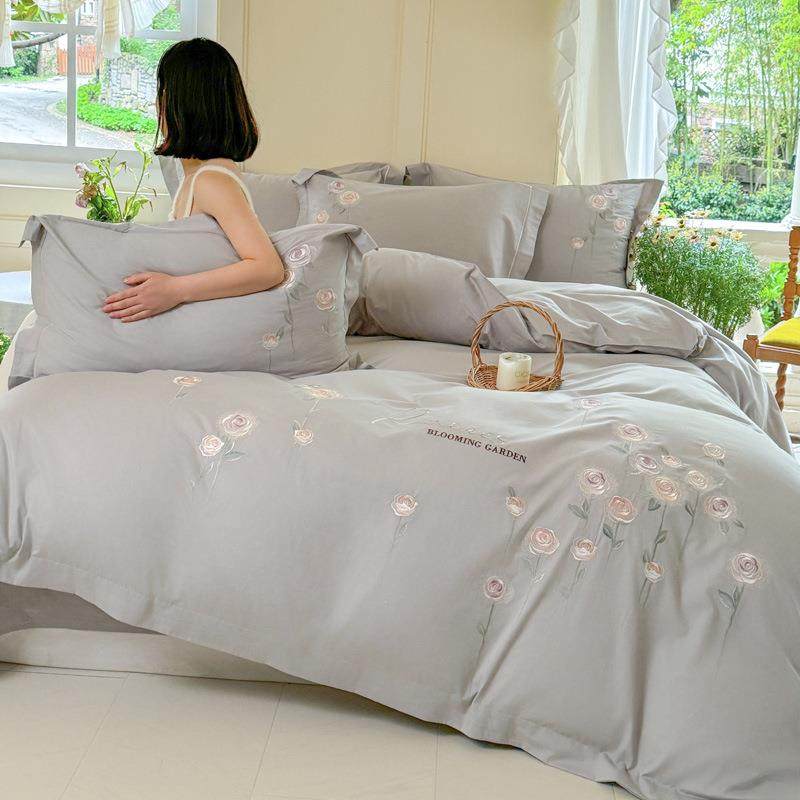 2024新款40支长绒棉全棉纯棉刺绣四件套-玫瑰之城系列