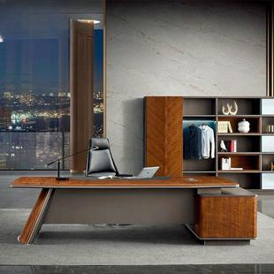 老板办公桌简约商务总经理室现代乌金木大班台主管桌油漆实木家具