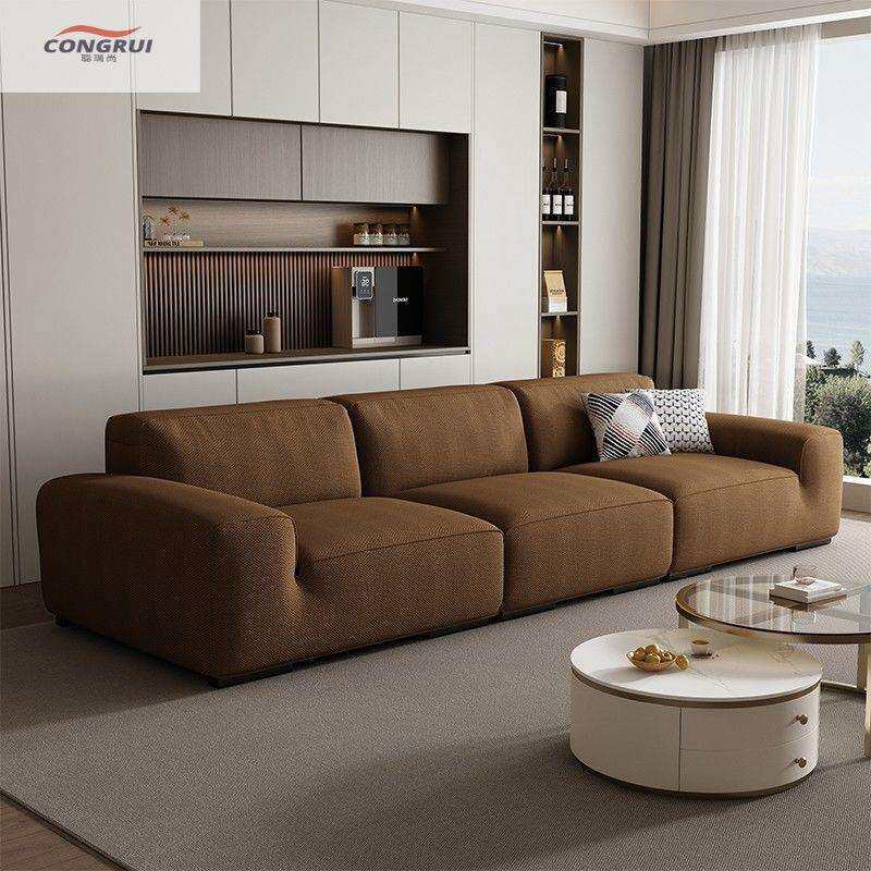 大黑牛豆腐块现代简约直排客厅布艺沙发家具雪尼尔棉麻沙发