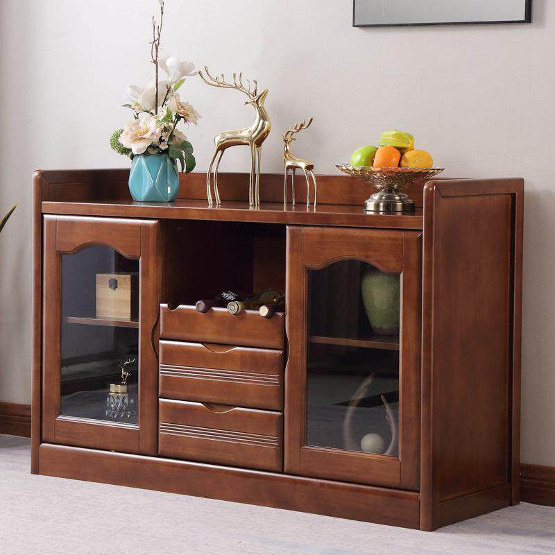 实木餐边柜餐厅客厅家用碗柜厨房茶水柜1.2米红酒柜靠墙一体矮柜