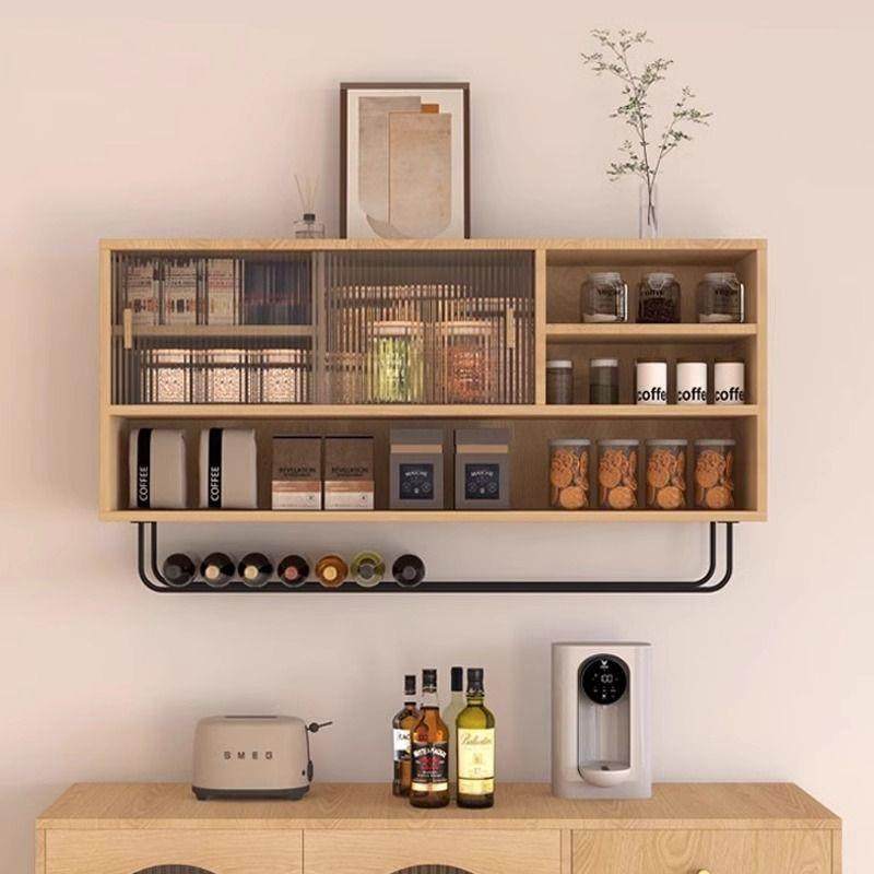 实木吊柜上墙壁柜家用橱柜挂墙面置物柜阳台柜厨房墙上储物柜复古