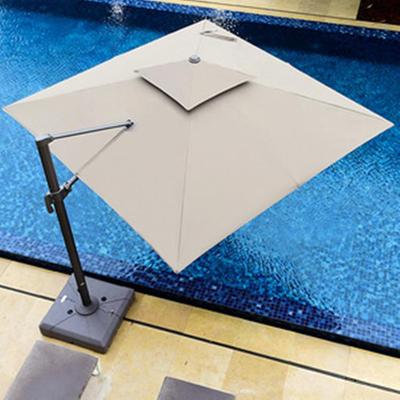 户外遮阳伞双顶罗马伞庭院伞太阳伞别墅伞岗亭伞铝合金太阳能灯伞