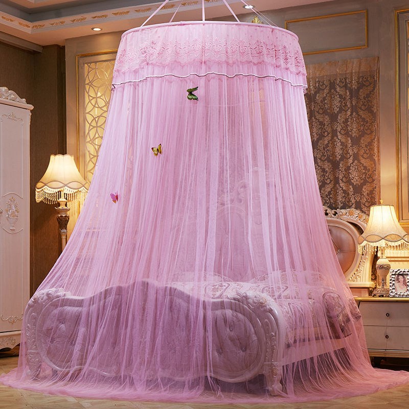 圆顶吊顶吸顶蚊帐公主风挂式1.5/1.8/2m米床幔纹账双人家用免防尘