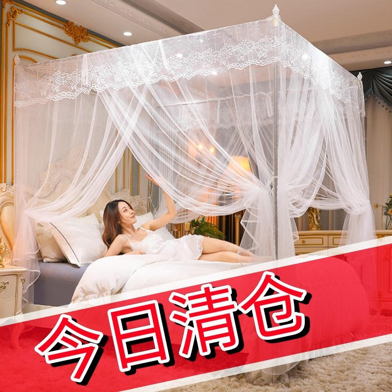 新款纹蚊帐家用三开门1.8X2米双人床支架老式1.2M单人公主风1之新