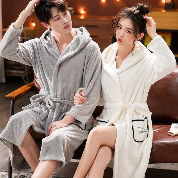 浴袍可穿裹式浴巾男情侣吸水速干冬季冬款加厚女酒店长款浴衣睡袍