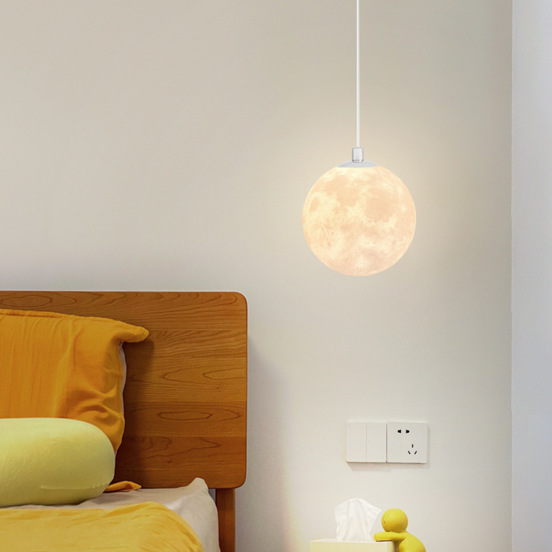 北欧简约3D立体餐厅吊灯月亮过道吧台店铺工装灯星球儿童卧室灯具